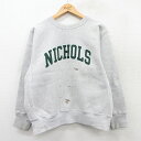 【中古】古着 長袖スウェット メンズ 90年代 90s NICHOLS クルーネック 丸首 薄グレー 霜降り XLサイズ 中古 スエット トレーナー トップス ...
