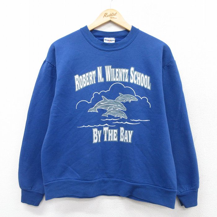 樂天商城 - 【中古】古着 ジャージーズ 長袖スウェット メンズ 00年代 00s イルカ クルーネック 丸首 青 ブルー Mサイズ 中古 スエット トレーナー トップス | 春夏 春物 春服 秋冬 秋物 秋服 メンズファッション カジュアル おしゃれ ファッション