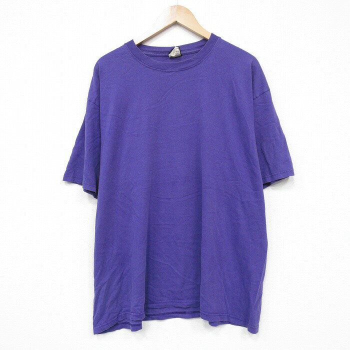 乐天商城 - 【中古】古着 半袖 ビンテージ ヴィンテージTシャツ メンズ 00年代 00s 無地 大きいサイズ 2L LL ビッグシルエット ゆったり ビッグサイズ オーバーサイズ コットン クルーネック 丸首 紫 パープル XLサイズ 中古 | 春夏 夏物 夏服 ヴィンテージTシャツ メンズフ
