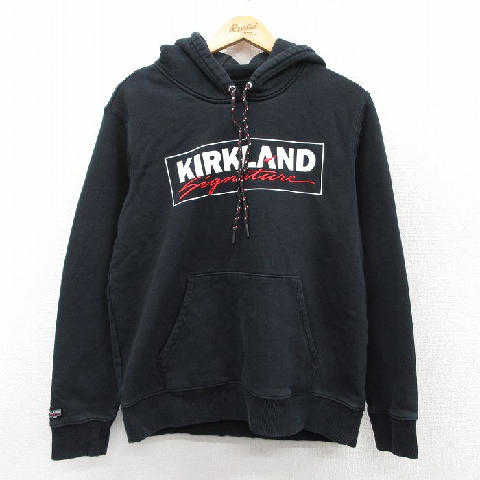 【中古】古着 長袖スウェットパーカー メンズ KIRKLAND 黒 ブラック Mサイズ 中古 スエット トレーナー トップス | 春夏 春物 春服 秋冬 秋物 秋服 メンズファッション カジュアル おしゃれ ファッション
