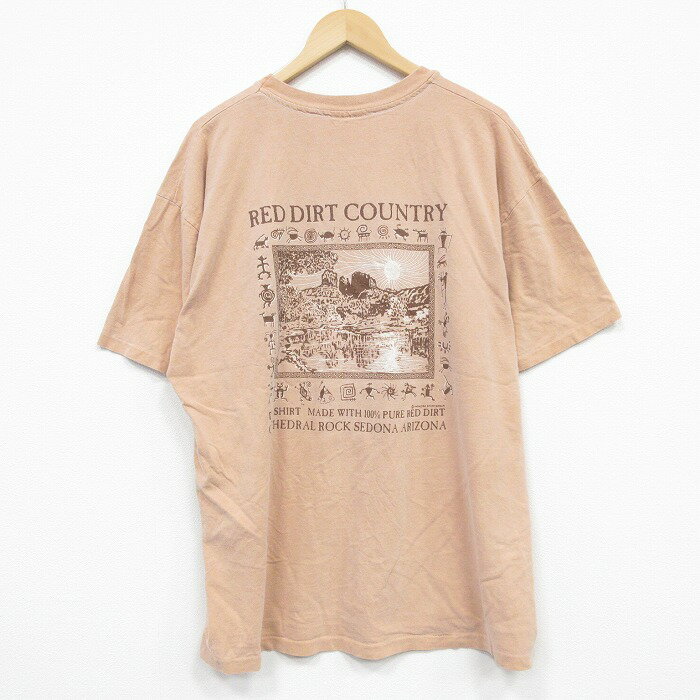 樂天商城 - 【中古】古着 半袖 ビンテージ ヴィンテージTシャツ メンズ 90年代 90s カテドラルロック 大きいサイズ 2L LL ビッグシルエット ゆったり ビッグサイズ オーバーサイズ コットン クルーネック 丸首 USA製 アメリカ製 薄オレンジ XLサイズ 中古 | 春夏 夏物 夏服