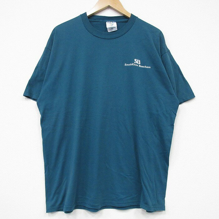 【中古】古着 ジャージーズ 半袖 ビンテージ ヴィンテージTシャツ メンズ 90年代 90s SB クルーネック 丸首 USA製 アメリカ製 青緑 XLサイズ 中古 | 春夏 夏物 夏服 ヴィンテージTシャツ メンズファッション カットソー ティーシャツ ティシャツ メンズTシャツ 半
