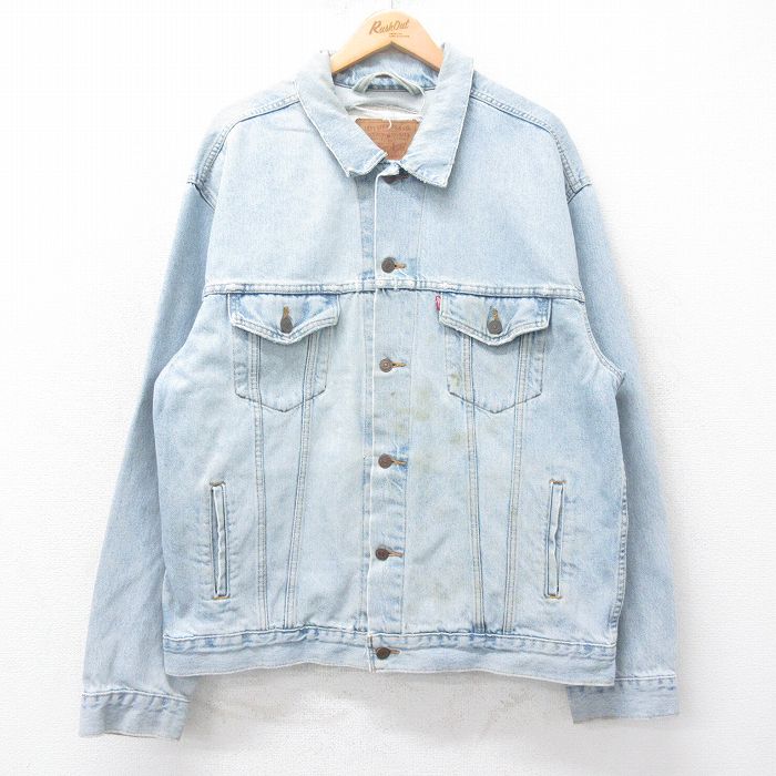 【中古】古着 リーバイス Levis 70507 長袖 ジージャン メンズ 90年代 90s 大きいサイズ 2L LL ビッグシルエット ゆったり ビッグサイズ オーバーサイズ コットン USA製 アメリカ製 薄紺 ネイビー デニム 【spe】 XLサイズ 中古 アウター Gジャンジャケット | 春