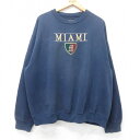 【中古】古着 ジャンスポーツ 長袖スウェット メンズ 00年代 00s マイアミ 刺繍 大きいサイズ 2L LL ビッグシルエット ゆったり ビッグサイズ オー...