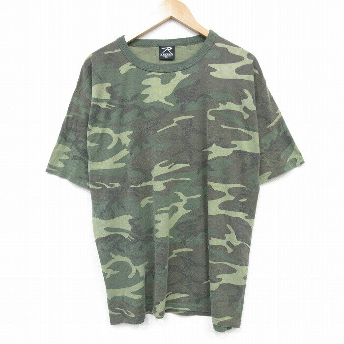 STREET - 【中古】古着 ロスコ 半袖 ビンテージ ヴィンテージTシャツ メンズ 90年代 90s ウッドランドカモ クルーネック 丸首 USA製 アメリカ製 緑他 グリーン 迷彩 XLサイズ 中古 | 春夏 夏物 夏服 ヴィンテージTシャツ メンズファッション カットソー ティーシャツ ティ