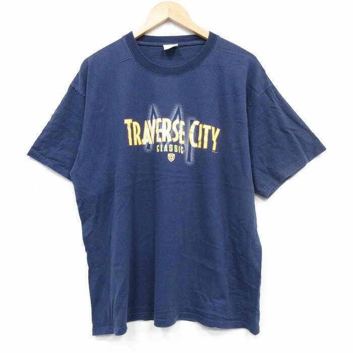 【中古】古着 半袖 ビンテージ ヴィンテージTシャツ メンズ 00年代 00s トラバースシティ 大きいサイズ 2L LL ビッグシルエット ゆったり ビッグサイズ オーバーサイズ コットン クルーネック 丸首 紺 ネイビー XLサイズ 中古 | 春夏 夏物 夏服 ヴィンテージTシャ(4)