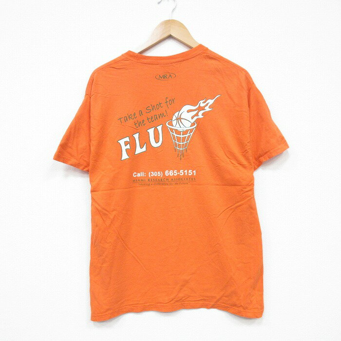 【中古】古着 ヘインズ Hanes 半袖 ビンテージ ヴィンテージTシャツ メンズ 00年代 00s FLU コットン クルーネック 丸首 オレンジ Lサイズ 中古 | 春夏 夏物 夏服 ヴィンテージTシャツ メンズファッション カットソー ティーシャツ ティシャツ メンズTシャツ 半袖
