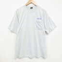 【中古】古着 フルーツオブザルーム 半袖 ビンテージ ヴィンテージTシャツ メンズ 90年代 90s TSIS 胸ポケット付き 大きいサイズ 2L LL ビッグシルエット ゆったり ビッグサイズ オーバーサイズ クルーネック 丸首 USA製 アメリカ製 薄グレー 霜降り XLサイズ 中