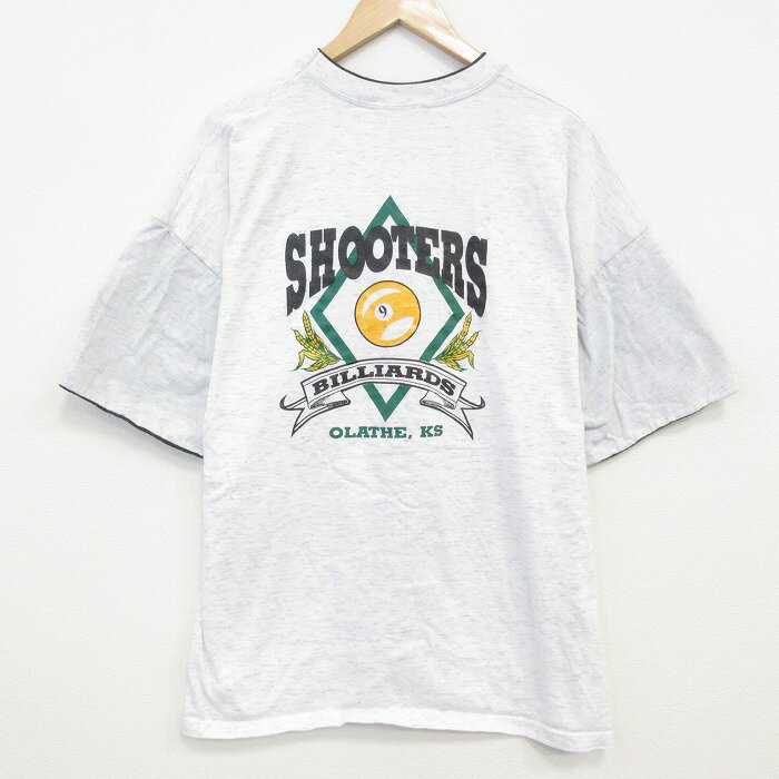 乐天商城 - 【中古】古着 半袖 ビンテージ ヴィンテージTシャツ メンズ 90年代 90s ビリヤード 大きいサイズ 2L LL ビッグシルエット ゆったり ビッグサイズ オーバーサイズ コットン クルーネック 丸首 USA製 アメリカ製 薄グレー 霜降り 【spe】 XLサイズ 中古 | 春夏 夏物