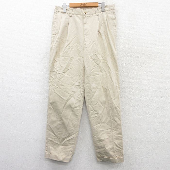 乐天商城 - 【中古】古着 ノーティカ NAUTICA ブランドパンツ メンズ 90年代 90s コットン ベージュ系 カーキ W34 中古 ボトムス ロング | 春夏 春物 春服 秋冬 秋物 秋服 長ズボン カジュアル メンズファッション ファッション おしゃれ