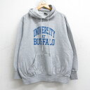 【中古】古着 MVスポーツ 長袖スウェットパーカー メンズ 大学 バッファロー グレー 霜降り XLサイズ 中古 スエット トレーナー トップス | 春夏 春物 春服 秋冬 秋物 秋服 メンズファッション カジュアル おしゃれ ファッション