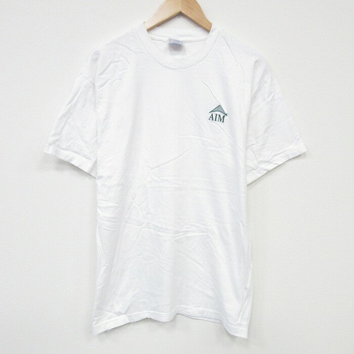 【中古】古着 ヘインズ Hanes 半袖 ビンテージ ヴィンテージTシャツ メンズ 00年代 00s AIM コットン クルーネック 丸首 白 ホワイト Lサイズ 中古 | 春夏 夏物 夏服 ヴィンテージTシャツ メンズファッション カットソー ティーシャツ ティシャツ メンズTシャツ