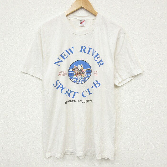乐天商城 - 【中古】古着 ジャージーズ 半袖 ビンテージ ヴィンテージTシャツ メンズ 90年代 90s スポーツクラブ コットン クルーネック 丸首 USA製 アメリカ製 白 ホワイト Lサイズ 中古 | 春夏 夏物 夏服 ヴィンテージTシャツ メンズファッション カットソー ティーシャツ
