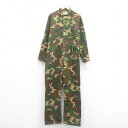 【中古】古着 長袖 ハンティング ツナギ メンズ 80年代 80s ウッドランドカモ コットン USA製 アメリカ製 緑他 グリーン 迷彩 W39 中古 オール...