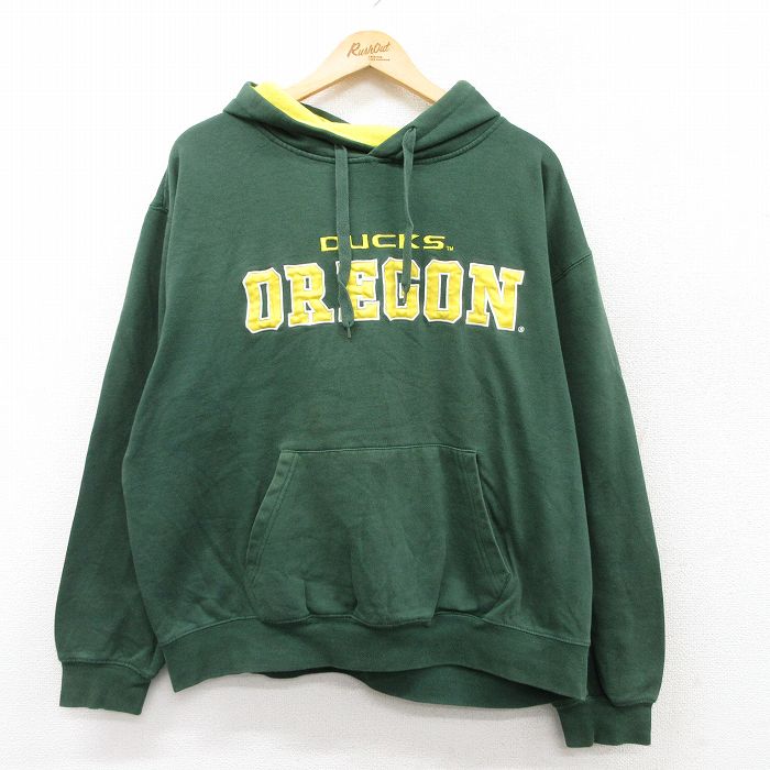 樂天商城 - 【中古】古着 長袖スウェットパーカー メンズ OREGON 大きいサイズ 2L LL ビッグシルエット ゆったり ビッグサイズ オーバーサイズ 緑 グリーン XLサイズ 中古 スエット トレーナー トップス | 春夏 春物 春服 秋冬 秋物 秋服 メンズファッション カジュアル おし