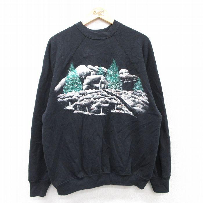 Rakuten - 【中古】古着 TULTEX 長袖スウェット メンズ 90年代 90s 山 家 ラグラン クルーネック 丸首 USA製 アメリカ製 黒 ブラック Lサイズ 中古 スエット トレーナー トップス | 春夏 春物 春服 秋冬 秋物 秋服 メンズファッション カジュアル おしゃれ ファッション 5OF