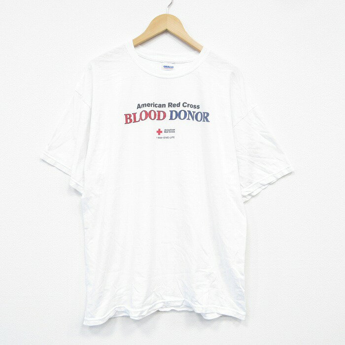 【中古】古着 半袖 ビンテージ ヴィンテージTシャツ メンズ 00年代 00s BLOOD 大きいサイズ 2L LL ビッグシルエット ゆったり ビッグサイズ オーバーサイズ コットン クルーネック 丸首 白 ホワイト XLサイズ 中古 | 春夏 夏物 夏服 ヴィンテージTシャツ メンズフ 5OF