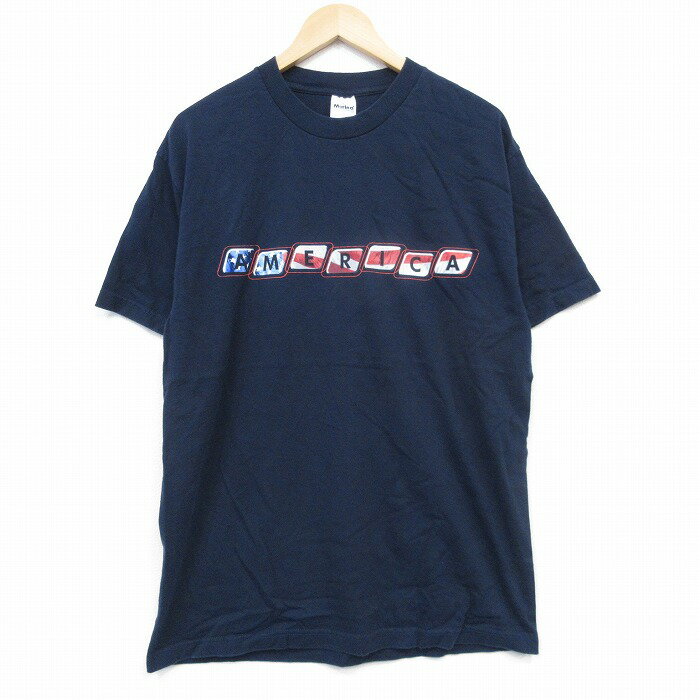 樂天商城 - 【中古】古着 半袖 ビンテージ ヴィンテージTシャツ メンズ 90年代 90s アメリカ コットン クルーネック 丸首 USA製 アメリカ製 紺 ネイビー Lサイズ 中古 | 春夏 夏物 夏服 ヴィンテージTシャツ メンズファッション カットソー ティーシャツ ティシャツ メンズT