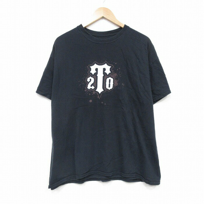 Rakuten - 【中古】半袖 Tシャツ メンズ XL スカル コットン クルーネック 黒 アメカジ カジュアル ストリート ビッグシルエット トップス 25sep20