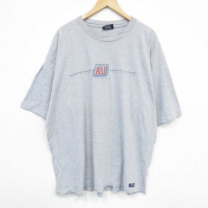 乐天商城 - 【中古】古着 ジャンスポーツ 半袖 ビンテージ ヴィンテージTシャツ メンズ 90年代 90s AU 大きいサイズ 2L LL ビッグシルエット ゆったり ビッグサイズ オーバーサイズ クルーネック 丸首 USA製 アメリカ製 グレー 霜降り XLサイズ 中古 | 春夏 夏物 夏服 ヴィン
