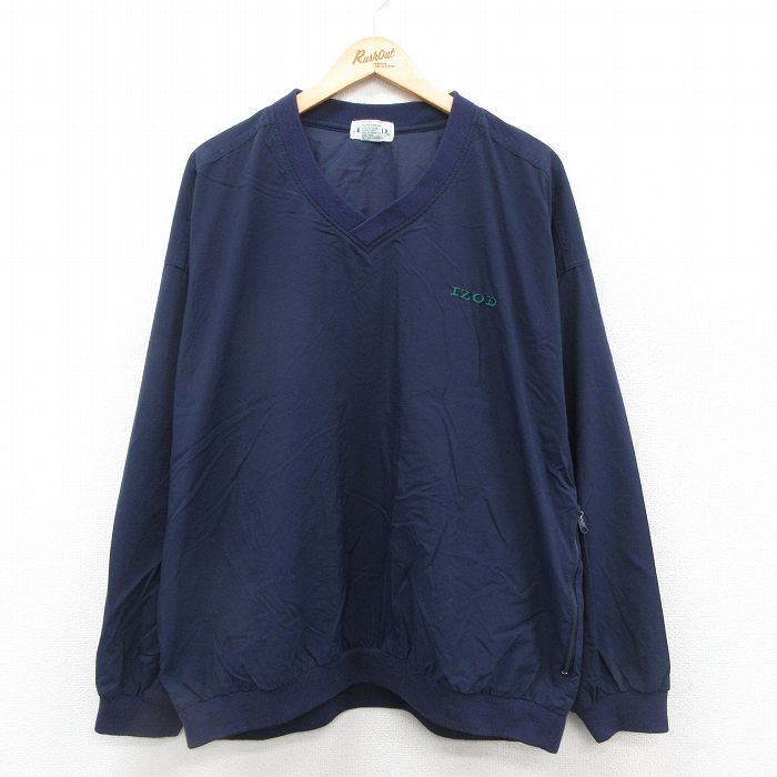 Rakuten - 【中古】古着 IZOD 長袖 ナイロンジャケット メンズ 90年代 90s ワンポイントロゴ 大きいサイズ 2L LL ビッグシルエット ゆったり ビッグサイズ オーバーサイズ Vネック 濃紺 ネイビー XLサイズ 中古 アウター ウインドブレーカー | 春夏 春物 春服 秋冬 秋物 秋 5OF