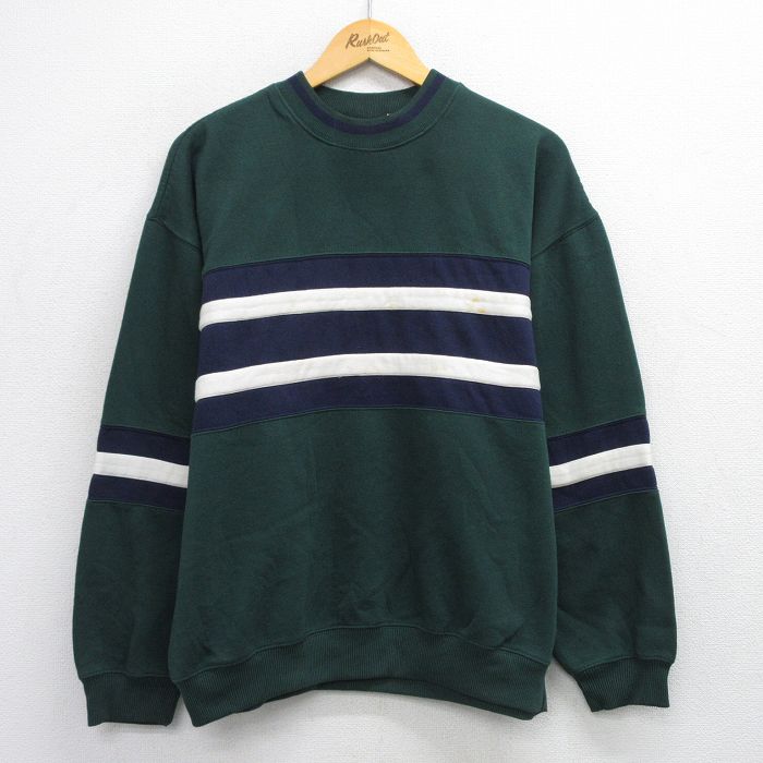 Rakuten - 【中古】古着 長袖スウェット メンズ 90年代 90s クルーネック 丸首 緑他 グリーン Lサイズ 中古 スエット トレーナー トップス | 春夏 春物 春服 秋冬 秋物 秋服 メンズファッション カジュアル おしゃれ ファッション