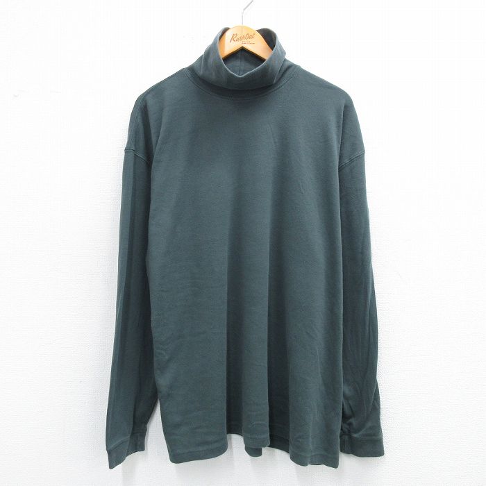 Rakuten - 【中古】古着 エルエルビーン LLBEAN 長袖 ビンテージ ヴィンテージTシャツ メンズ 00年代 00s 無地 大きいサイズ 2L LL ビッグシルエット ゆったり ビッグサイズ オーバーサイズ コットン タートルネック ハイネック 濃緑 グリーン XLサイズ 中古 | 春夏 春物 春 5OF