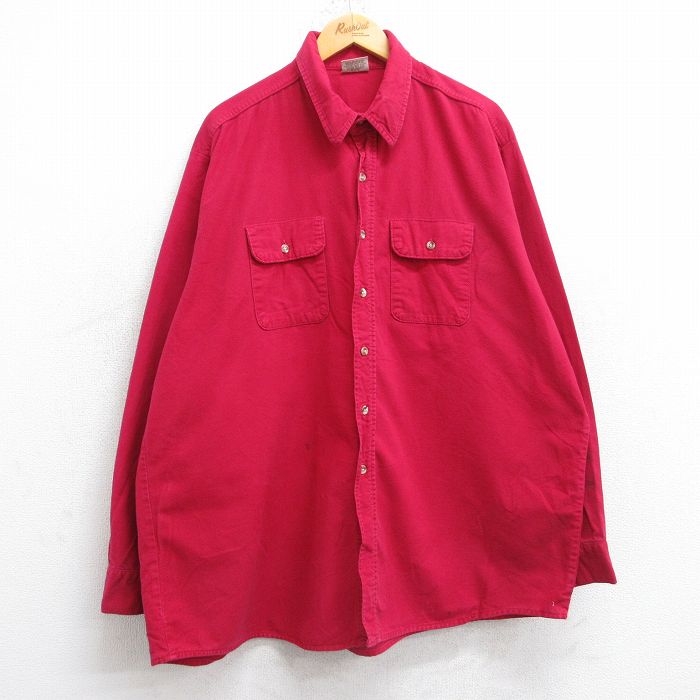 Rakuten - 【中古】ファイブブラザー 90s フランネルシャツ メンズ XL 赤 USA製 ロング丈 長袖 アメカジ ヴィンテージ カジュアルシャツ ワーク 25sep26