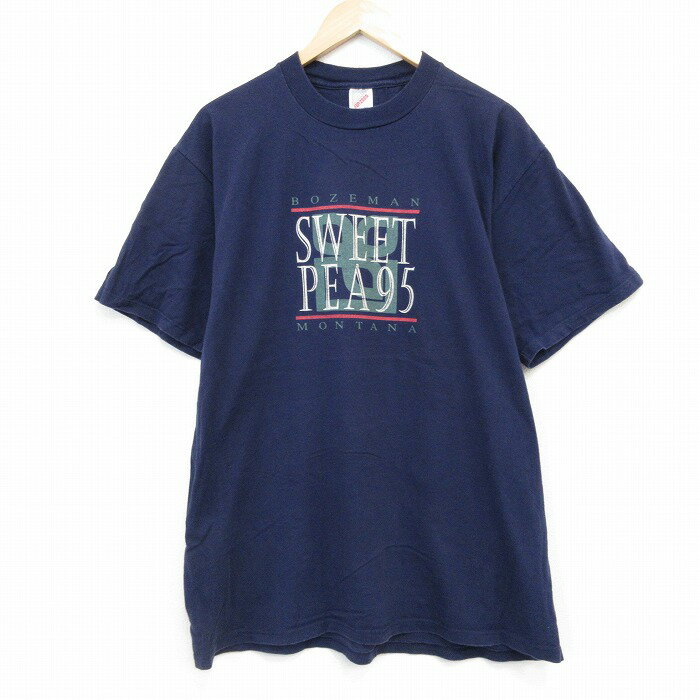 【中古】古着 ジャージーズ 半袖 ビンテージ ヴィンテージTシャツ メンズ 90年代 90s SWEET コットン クルーネック 丸首 USA製 アメリカ製 紺 ネイビー XLサイズ 中古 | 春夏 夏物 夏服 ヴィンテージTシャツ メンズファッション カットソー ティーシャツ ティシャ