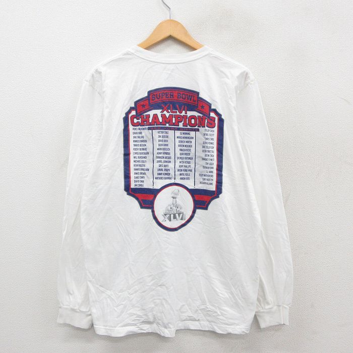 【中古】古着 リーボック REEBOK 長袖Tシャツ メンズ XLサイズ NFL ニューヨークジャイアンツ アーロンロス トニーウゴー クルーネック 白 コットン アメフト スポーツ 25sep26 5OF — vista 2