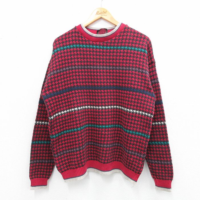 【中古】古着 長袖 セーター メンズ 90年代 90s 千鳥格子 クル...(4.0)
