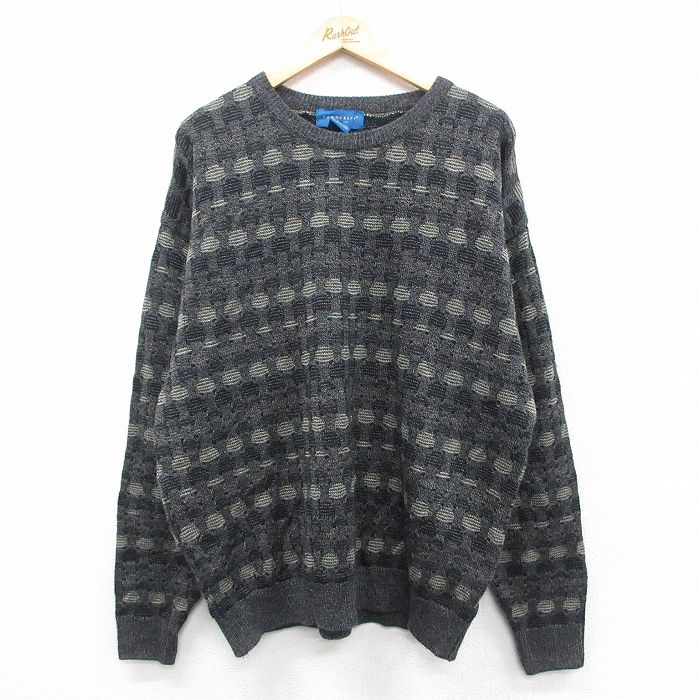 乐天商城 - 【中古】古着 タウンクラフト 長袖 セーター メンズ 大きいサイズ 2L LL ビッグシルエット ゆったり ビッグサイズ オーバーサイズ クルーネック 丸首 グレー他 XLサイズ 中古 ニット トップス | 春夏 春物 春服 秋冬 秋物 秋服 メンズファッション カジュアル お