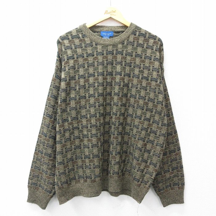 商品紹介深みのあるブラウンカラーが魅力のタウンクラフト長袖セーターです。メンズXL相当のゆったりとしたシルエットで、ラフに着こなせる一着。クルーネックのシンプルなデザインは、一枚着としてはもちろん、シャツを中に着たレイヤードスタイルにも最適です。コンディション SABC コンディション：A（程度良好） 【状態追記】●全体良好 サイズ 表記サイズXXL 参考サイズメンズXL相当実寸サイズ(cm)着丈（肩から裾）69cm / 着幅（脇から脇）65cm / 肩幅62cm / 肩袖丈（肩から袖先）59cm / 脇袖丈（脇から袖先）54cm ※ 表記サイズ：商品のタグに記載してあるサイズ※ 実寸サイズ：実際に当店で測ったサイズ 商品詳細 素材アクリル100％ メール便不可 画像枚数の都合上、目立つダメージのみ掲載し、目立たないダメージは省略することがございます。着こなしの参考（コーデイラスト）ブラウンのセーターは、落ち着いた色味とシンプルなシルエットで、合わせるアイテムを選びません。メンズ・デート向けスマートカジュアルタウンクラフト長袖セーター × ブラウンコーデュロイパンツでリラックスシティカジュアルメンズXL相当の大きめセーターをゆったりと着こなした、リラックス感のあるシティカジュアルスタイル。ボトムスにはあたたかみのあるブラウンのコーデュロイパンツを合わせ、素材の風合いで季節感をプラス。メンズ・フェス・イベントタウンクラフト長袖セーター × チャコールグレーワイドパンツでこなれた休日スタイルオリーブカラーの長袖セーターを主役に、チャコールグレーのワイドパンツを合わせた、抜け感とこなれ感のある休日スタイル。インナーには白の長袖Tシャツをのぞかせ、さりげないレイヤードで立体感をプラス。レディース・スケーターストリートタウンクラフト長袖セーター × クリームワイドパンツでアートなストリートスタイルカーキのゆったりセーターにクリーム色のワイドパンツを合わせた、アートな雰囲気が漂うユニセックスストリートスタイル。インナーの白いタンクトップが裾からのぞき、抜け感と軽さを演出しています。※イラストはイメージです。モデルの着用感・プリント・配色など実物と異なる場合があります。必ず商品画像・実寸・コンディションをご確認ください。イラストの小物は付属しません。 ■ カテゴリから探す25年代の古着ニットをみる古着のメンズ ニットをみる古着の大きいサイズ メンズをみる25年代の古着メンズをみる ■ 店長おすすめ！今週の注目商品【50%OFF】タウンクラフト 90s 長袖セーター ブラウン XL | 古着【50%OFF】エルエルビーン 90s 長袖セーター ブラウン XL | 古着【50%OFF】ギャップ 00s 長袖セーター ブラウン XL | 古着【50%OFF】ノーティカ 長袖セーター ワンポイント ブラウン XL | 古着【1点物・現品限り】この商品は一点物です。次回の入荷はございません。実店舗および他モールと在庫を共有しているため、ご注文のタイミングにより品切れとなる場合がございます。