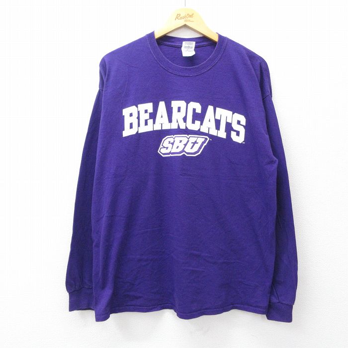 【中古】古着 長袖 ビンテージ ヴィンテージTシャツ メンズ 00年代 00s BEARCATS 大きいサイズ 2L LL ビッグシルエット ゆったり ビッグサイズ オーバーサイズ コットン クルーネック 丸首 紫 パープル XLサイズ 中古 | 春夏 春物 春服 秋冬 秋物 秋服 メンズファ 2OF