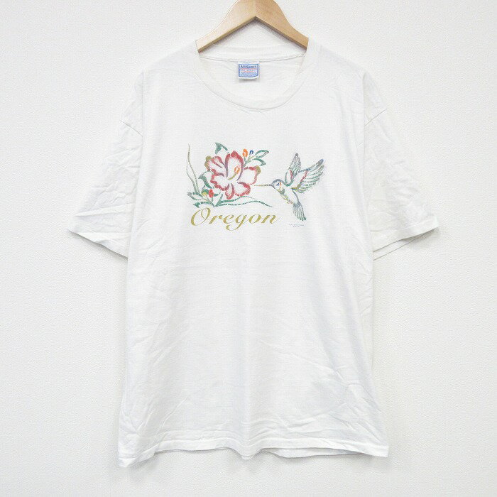 Rakuten - 【中古】古着 All Sport 半袖 ビンテージ ヴィンテージTシャツ メンズ 90年代 90s オレゴン コットン クルーネック 丸首 白 ホワイト XLサイズ 中古 | 春夏 夏物 夏服 ヴィンテージTシャツ メンズファッション カットソー ティーシャツ ティシャツ メンズTシャツ 5OF