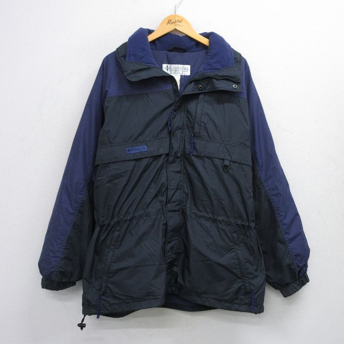 乐天商城 - 【中古】古着 コロンビア COLUMBIA 長袖 ナイロン マウンテンジャケット メンズ 90年代 90s Gizzmo 大きいサイズ 2L LL ビッグシルエット ゆったり ビッグサイズ オーバーサイズ ロング丈 黒他 ブラック 【spe】 XLサイズ 中古 アウター | 秋冬 秋物 秋服 冬物 冬