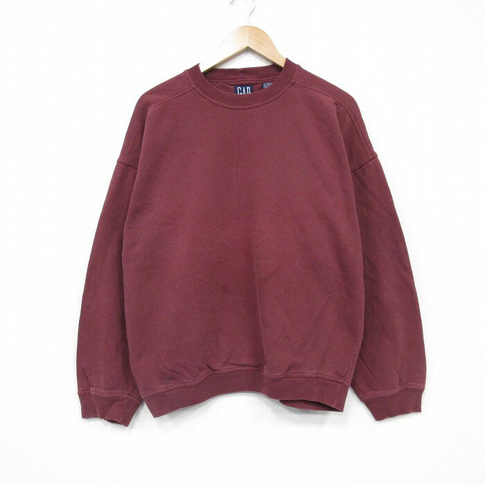 【中古】古着 ギャップ GAP 長袖スウェット メンズ 90年代 90s 無地 クルーネック 丸首 エンジ 【spe】 XLサイズ 中古 スエット トレーナー トップス | 春夏 春物 春服 秋冬 秋物 秋服 メンズファッション カジュアル おしゃれ ファッション