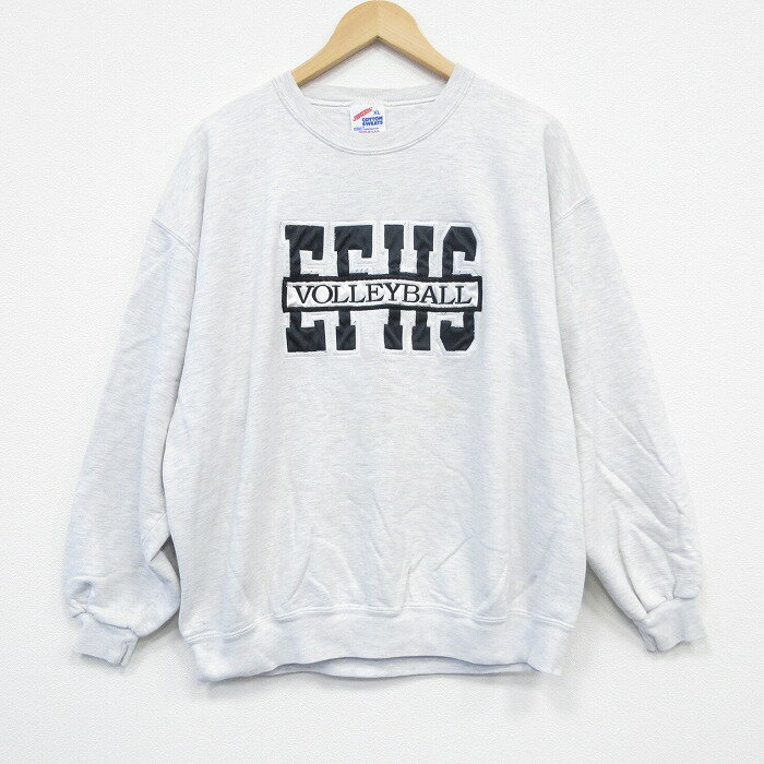 乐天商城 - 【中古】古着 ジャージーズ 長袖スウェット メンズ 90年代 90s バレーボール 刺繍 クルーネック 丸首 USA製 アメリカ製 薄グレー 霜降り XLサイズ 中古 スエット トレーナー トップス | 春夏 春物 春服 秋冬 秋物 秋服 メンズファッション カジュアル おしゃれ フ
