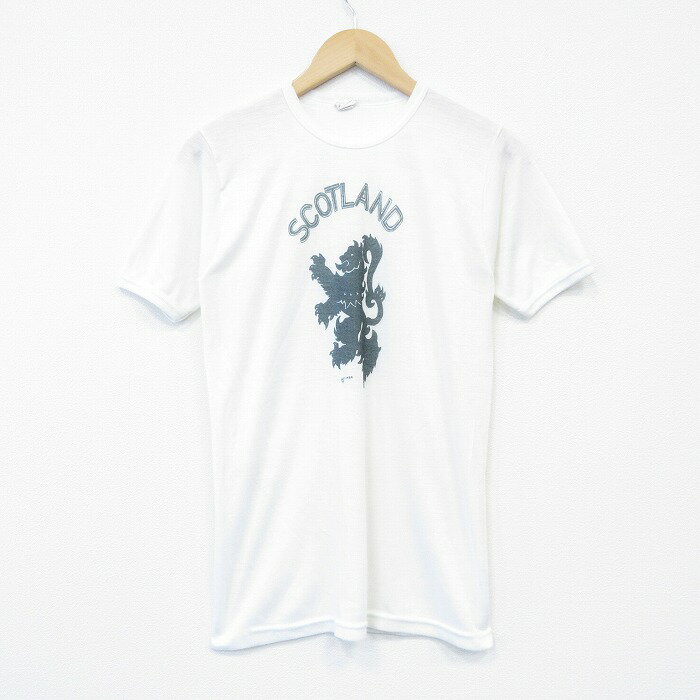 樂天商城 - 【中古】古着 半袖 ビンテージ ヴィンテージ ブランドTシャツ メンズ 80年代 80s スコットランド ポリエステル クルーネック 丸首 イングランド製 白 ホワイト 【spe】 Sサイズ 小さいサイズ 中古 | 春夏 夏物 夏服 ヴィンテージTシャツ メンズファッション カッ