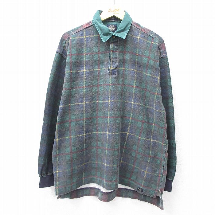 樂天商城 - 【中古】古着 ドッカーズ 長袖 ブランド ラガーシャツ メンズ 90年代 90s コットン 緑他 グリーン チェック 【spe】 XLサイズ 中古 トップス | 春夏 春物 春服 秋冬 秋物 秋服 カジュアルシャツ メンズファッション 長袖シャツ おしゃれ カジュアル