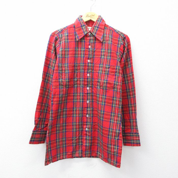 Rakuten - 【中古】古着 アロー 長袖 フランネルシャツ メンズ 90年代 90s コットン 赤他 レッド タータン チェック Sサイズ 小さいサイズ 中古 トップス | 秋冬 秋物 秋服 冬物 冬服 カジュアルシャツ メンズファッション 長袖シャツ おしゃれ カジュアル