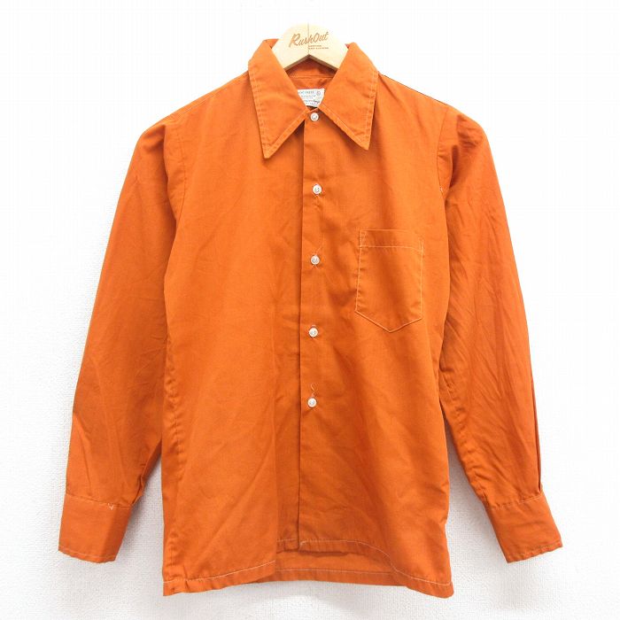 【中古】古着 Kマート 長袖 ビンテージ ヴィンテージシャツ メンズ 70年代 70s オレンジ Sサイズ 小さいサイズ 中古 トップス | 春夏 春物 春服 秋冬 秋物 秋服 カジュアルシャツ メンズファッション 長袖シャツ おしゃれ カジュアル 2OF