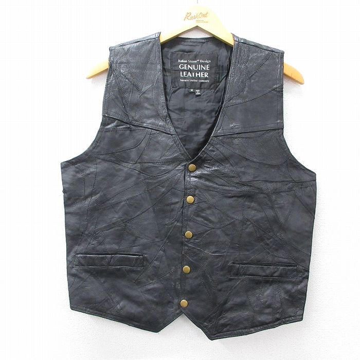 【中古】 古着レザーベストメンズ黒...