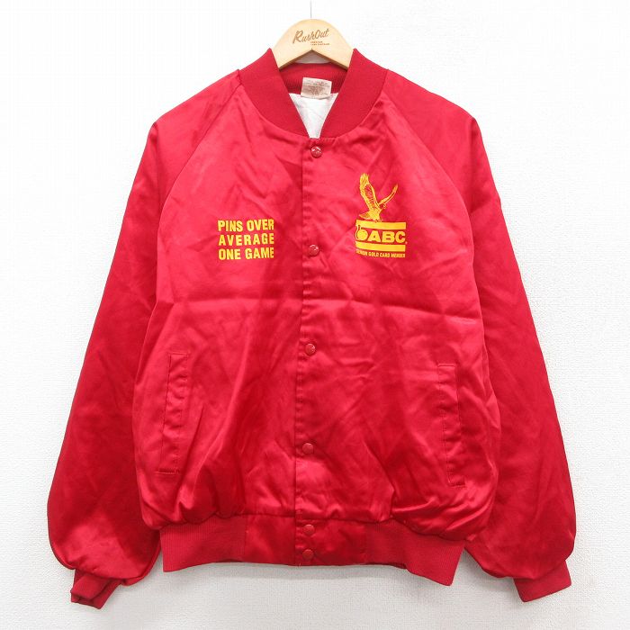 乐天商城 - 【中古】古着 長袖 ナイロンジャケット メンズ 90年代 90s 鳥 ABC USA製 アメリカ製 赤 レッド XLサイズ 中古 アウター ウインドブレーカー | 春夏 春物 春服 秋冬 秋物 秋服 カジュアル メンズファッション ファッション おしゃれ カジュアルジャケット