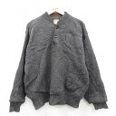 【中古】古着 カベラス 長袖 セーター メンズ 80年代 80s 無地 ヒジ当て ゴアテックス ウール ヘンリーネック 濃グレー Lサイズ 中古 ニット トップ...