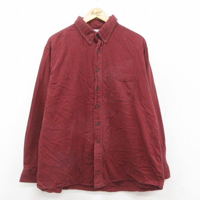 【中古】古着 エルエルビーン LLBEAN 長袖 フランネルシャツ メンズ 80年代 80s 大きいサイズ 2L LL ビッグシルエット ゆったり ビッグ..