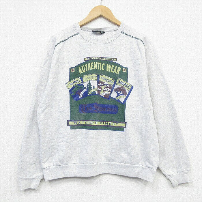 乐天商城 - 【中古】古着 長袖スウェット メンズ 90年代 90s オーセンティックウェア クルーネック 丸首 USA製 アメリカ製 薄グレー 霜降り Lサイズ 中古 スエット トレーナー トップス | 春夏 春物 春服 秋冬 秋物 秋服 メンズファッション カジュアル おしゃれ ファッショ