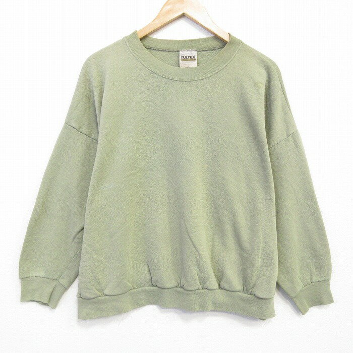 乐天商城 - 【中古】古着 TULTEX 長袖スウェット メンズ 90年代 90s 無地 大きいサイズ 2L LL ビッグシルエット ゆったり ビッグサイズ オーバーサイズ クルーネック 丸首 USA製 アメリカ製 薄緑 グリーン XLサイズ 中古 スエット トレーナー トップス | 春夏 春物 春服 秋冬