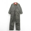 【中古】古着 キー 長袖 ツナギ メンズ 80年代 80s 大きいサイズ ゆったり オーバーサイズ USA製 アメリカ製 タロン 濃緑 グリーン 内側キルティン...