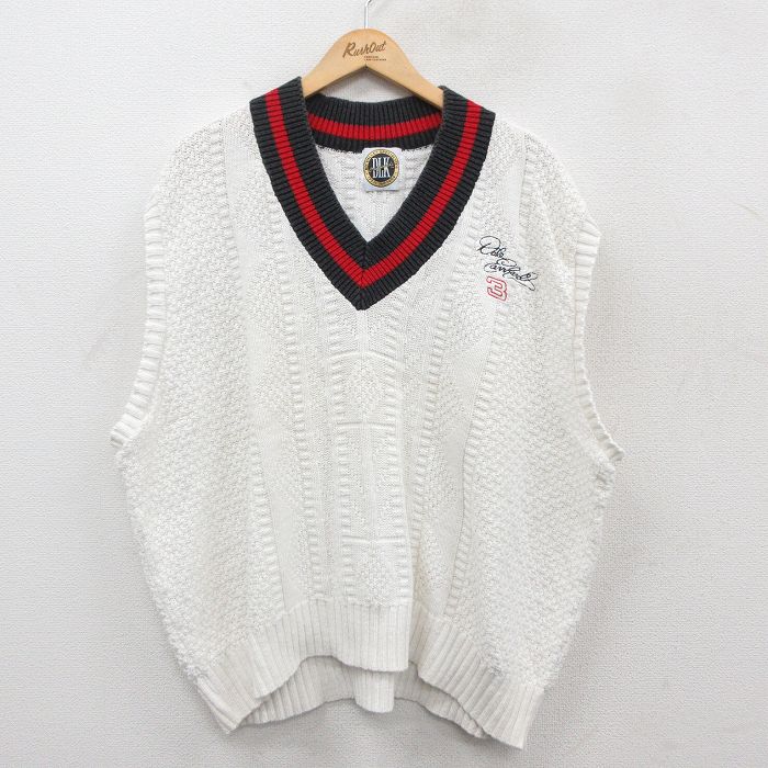 【中古】古着 ニットベスト メンズ 90年代 90s レーシング デイルアーンハート 3 大きいサイズ 2L LL ..